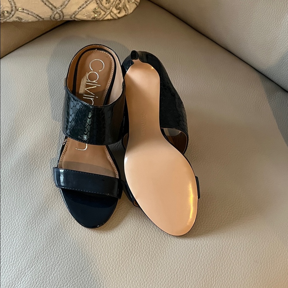 Calvin Klein Women's Black Leather Sandals